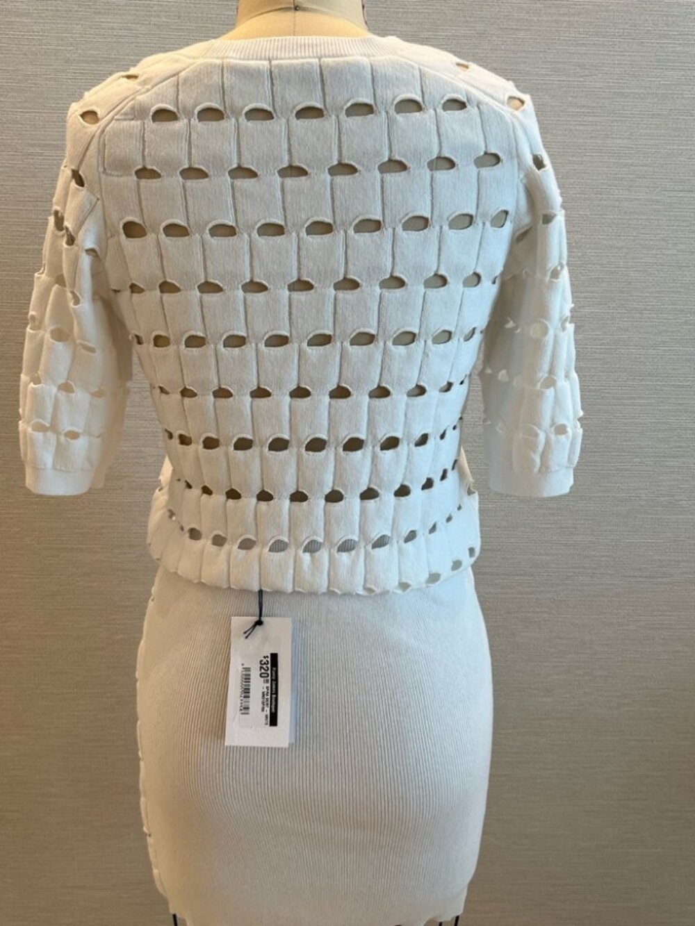 IRO Paris Spira Cut-Out Cotton Knit Top Skirt Set M White